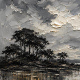 Silver Marsh abstract oil painting, hand-painted on canvas