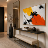 Saffron Surge abstract oil painting, hand-painted on canvas