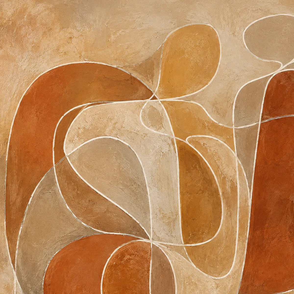 Terracotta Loops - hand-painted floral oil painting on canvas detail 6 by Realoilart
