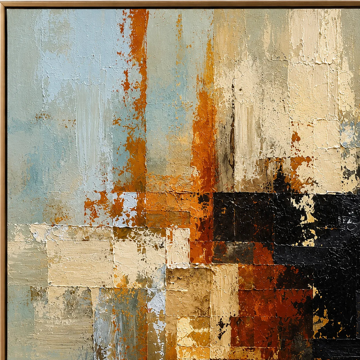 Rust Against Aqua - hand-painted coastal oil painting on canvas detail 7 by Realoilart