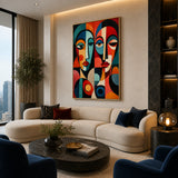 Cubist Reverie - hand-painted portrait oil painting on canvas detail 3 by Realoilart