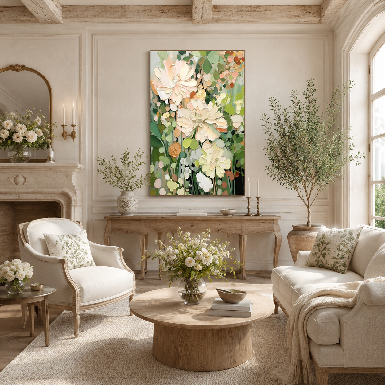 Garden Reverie - hand-painted floral oil painting on canvas by Realoilart