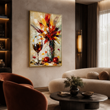 Crimson Burst - hand-painted oil painting on canvas by Realoilart