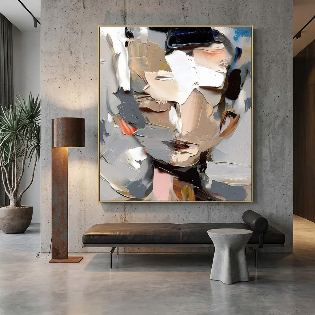 Fragmented Gaze - hand-painted portrait oil painting on canvas detail 2 by Realoilart