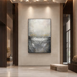 Silver Ascension - hand-painted abstract oil painting in a styled interior