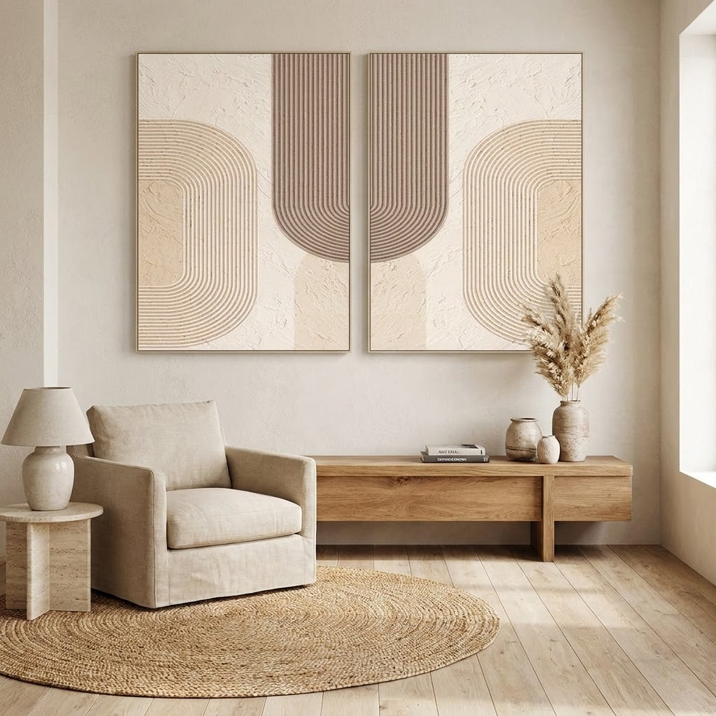Twin Arches - hand-painted abstract oil painting on canvas by Realoilart