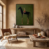 Crimson Rider — hand-painted oil painting on canvas