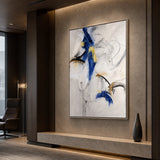 Cobalt Cadence - hand-painted abstract oil painting in a styled interior