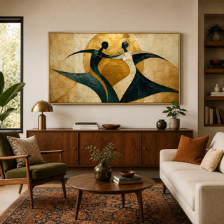 Golden Waltz abstract oil painting, hand-painted on canvas