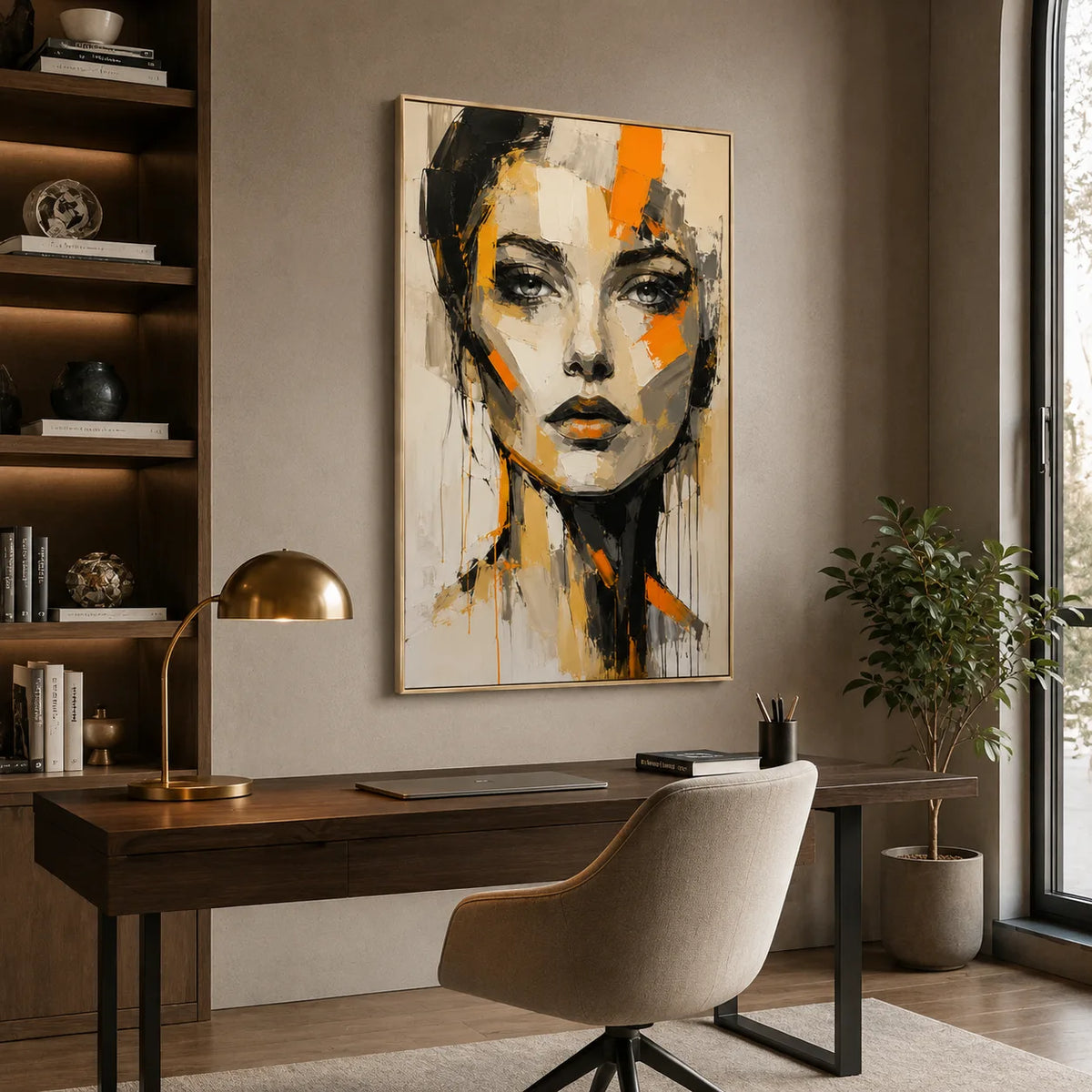 Face in Firelight - hand-painted portrait oil painting on canvas detail 4 by Realoilart