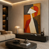 Sienna Silhouette abstract oil painting, hand-painted on canvas