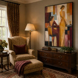 Burgundy Soirée abstract oil painting, hand-painted on canvas