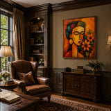 Marigold Muse abstract oil painting, hand-painted on canvas
