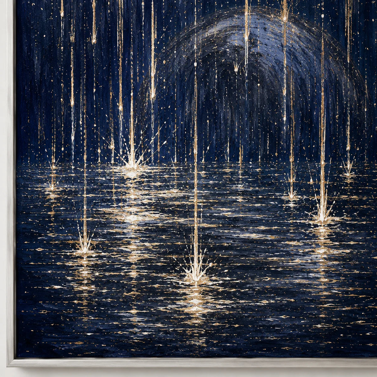 Midnight Rainfall - hand-painted coastal oil painting on canvas detail 6 by Realoilart