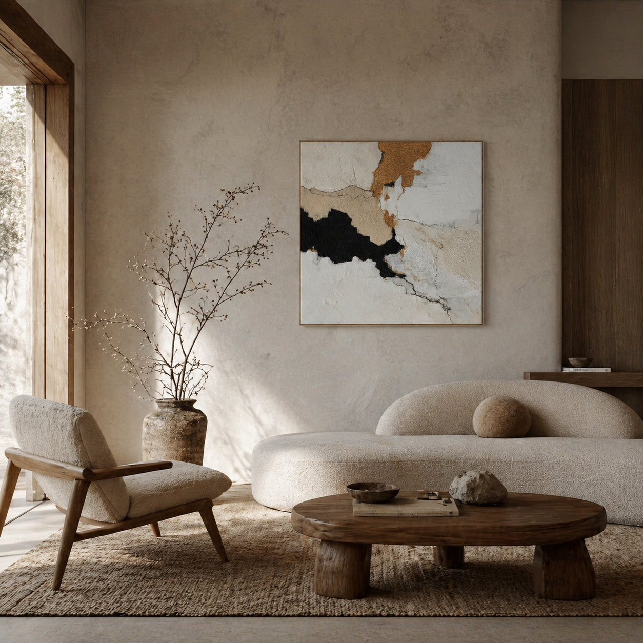 Ochre Drift - hand-painted landscape oil painting on canvas by Realoilart