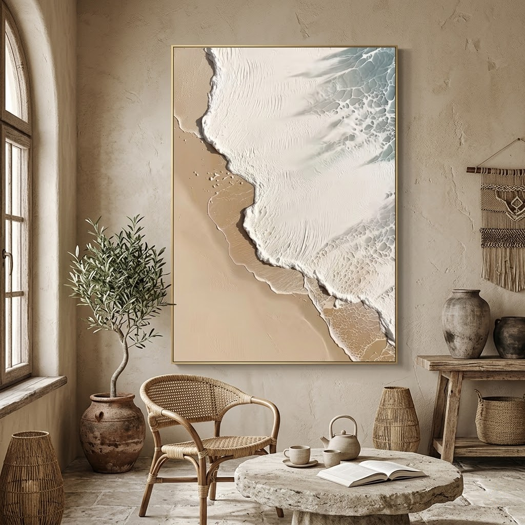 Shoreline Foam - hand-painted coastal oil painting on canvas by Realoilart