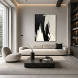 Monochrome Flow — hand-painted oil painting on canvas