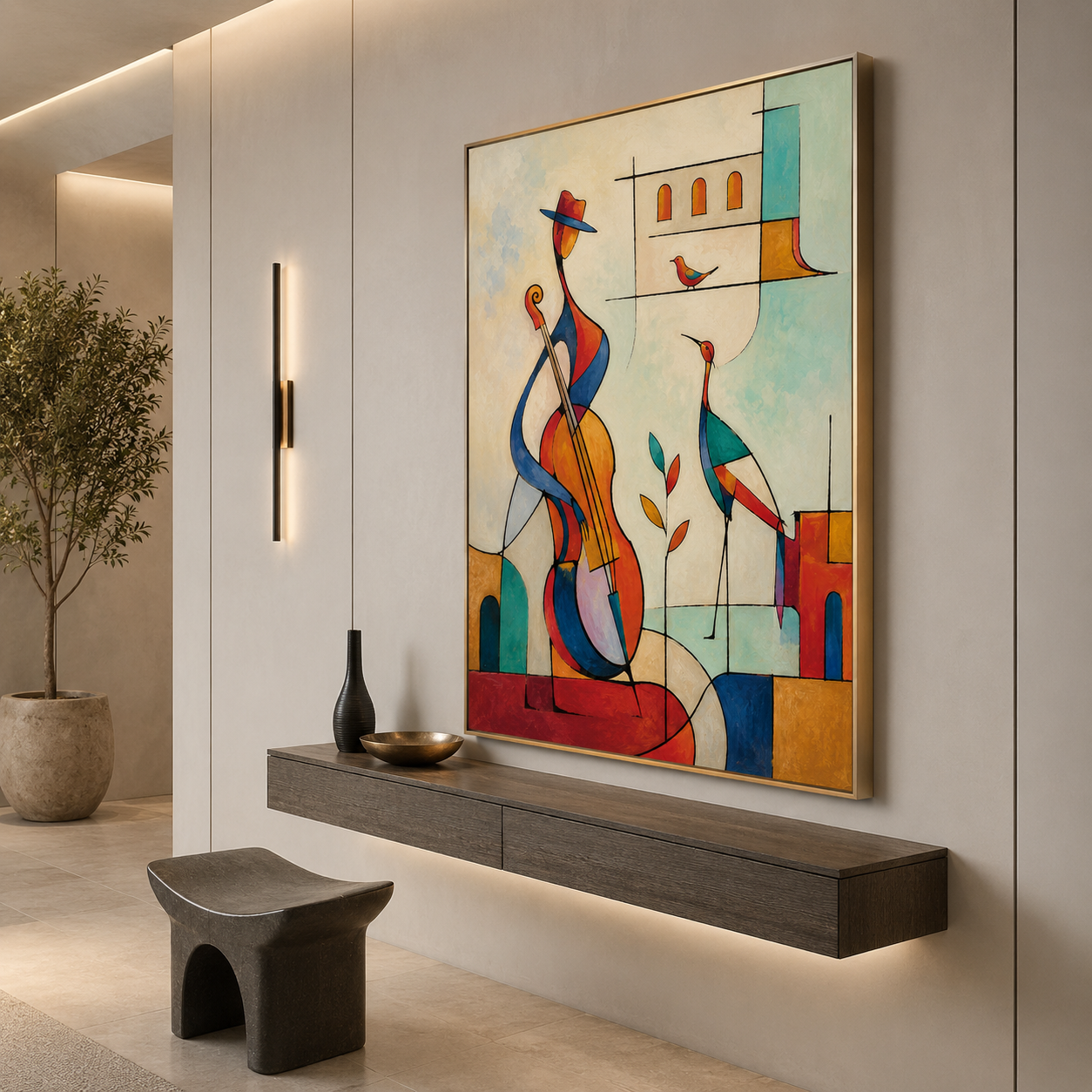 Cubist Serenade - hand-painted abstract oil painting on canvas detail 2 by Realoilart