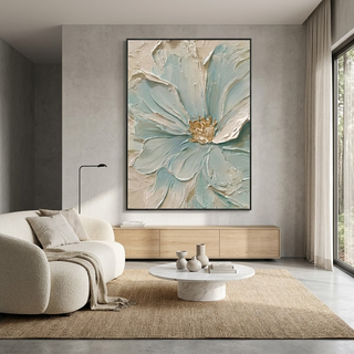 Azure Bloom — hand-painted oil painting on canvas