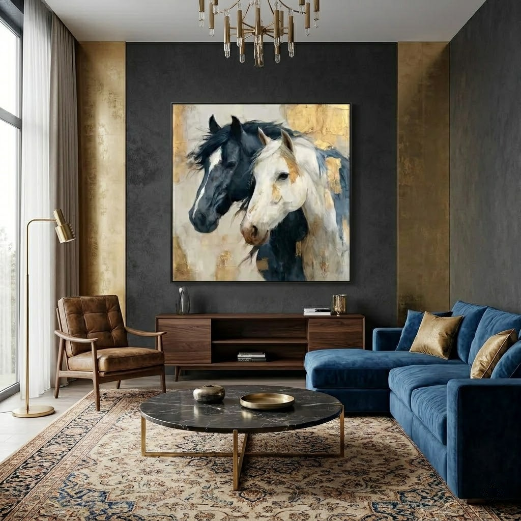 Bound Spirits - hand-painted horse oil painting on canvas detail 2 by Realoilart