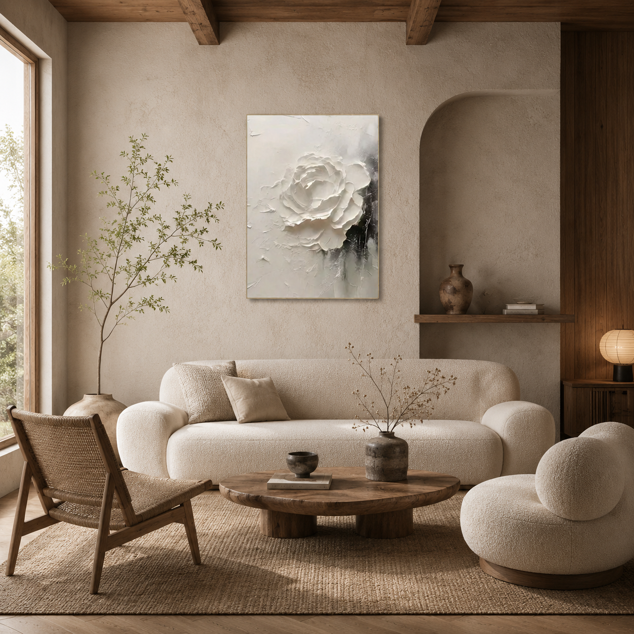 Ivory Bloom - hand-painted floral oil painting on canvas by Realoilart