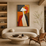 Sienna Silhouette abstract oil painting, hand-painted on canvas