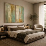 Quiet Sentinels abstract oil painting, hand-painted on canvas