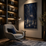 Indigo Glimmer abstract oil painting, hand-painted on canvas