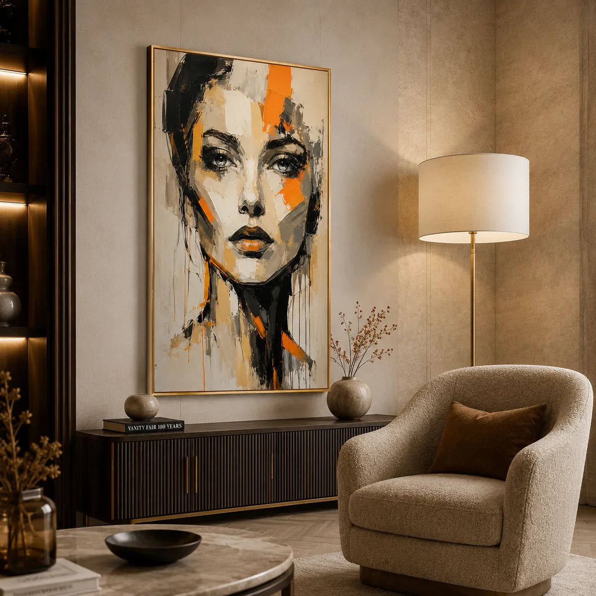 Face in Firelight - hand-painted portrait oil painting on canvas detail 5 by Realoilart