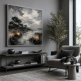 Silver Marsh abstract oil painting, hand-painted on canvas