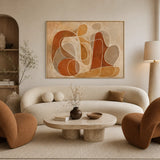Terracotta Bloom abstract oil painting, hand-painted on canvas