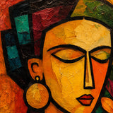 Marigold Muse abstract oil painting, hand-painted on canvas