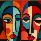 Cubist Reverie - hand-painted oil painting on canvas by Realoilart