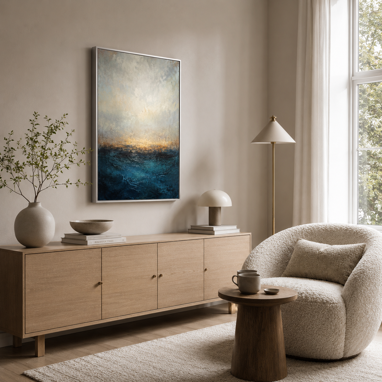 Ocean Ember - hand-painted coastal oil painting on canvas detail 2 by Realoilart
