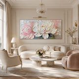 Blushing Peonies - hand-painted floral oil painting on canvas detail 2 by Realoilart