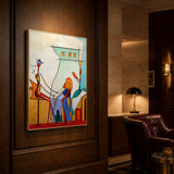 Salon framed in a dark modern lounge