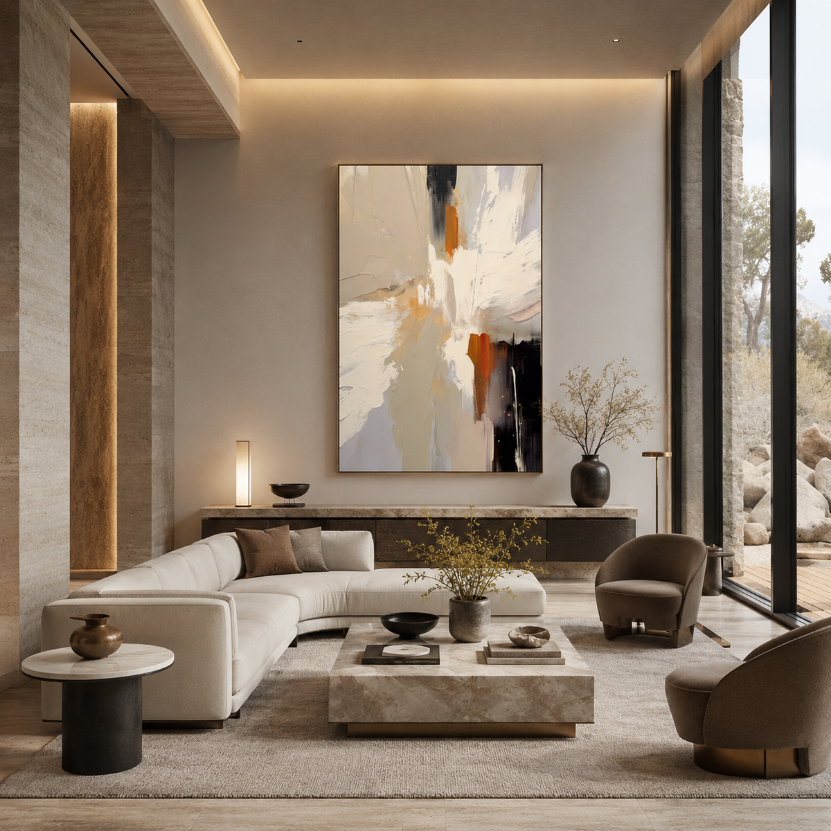 Ember Light - hand-painted abstract oil painting on canvas detail 3 by Realoilart