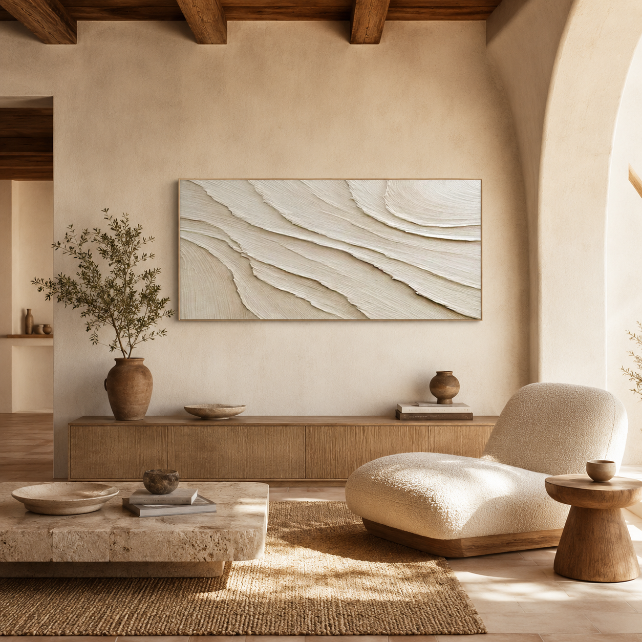 Quiet Strata - hand-painted coastal oil painting on canvas by Realoilart