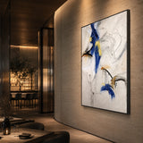 Cobalt Cadence - hand-painted abstract oil painting in a styled interior