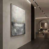 Silver Ascension - hand-painted abstract oil painting in a styled interior