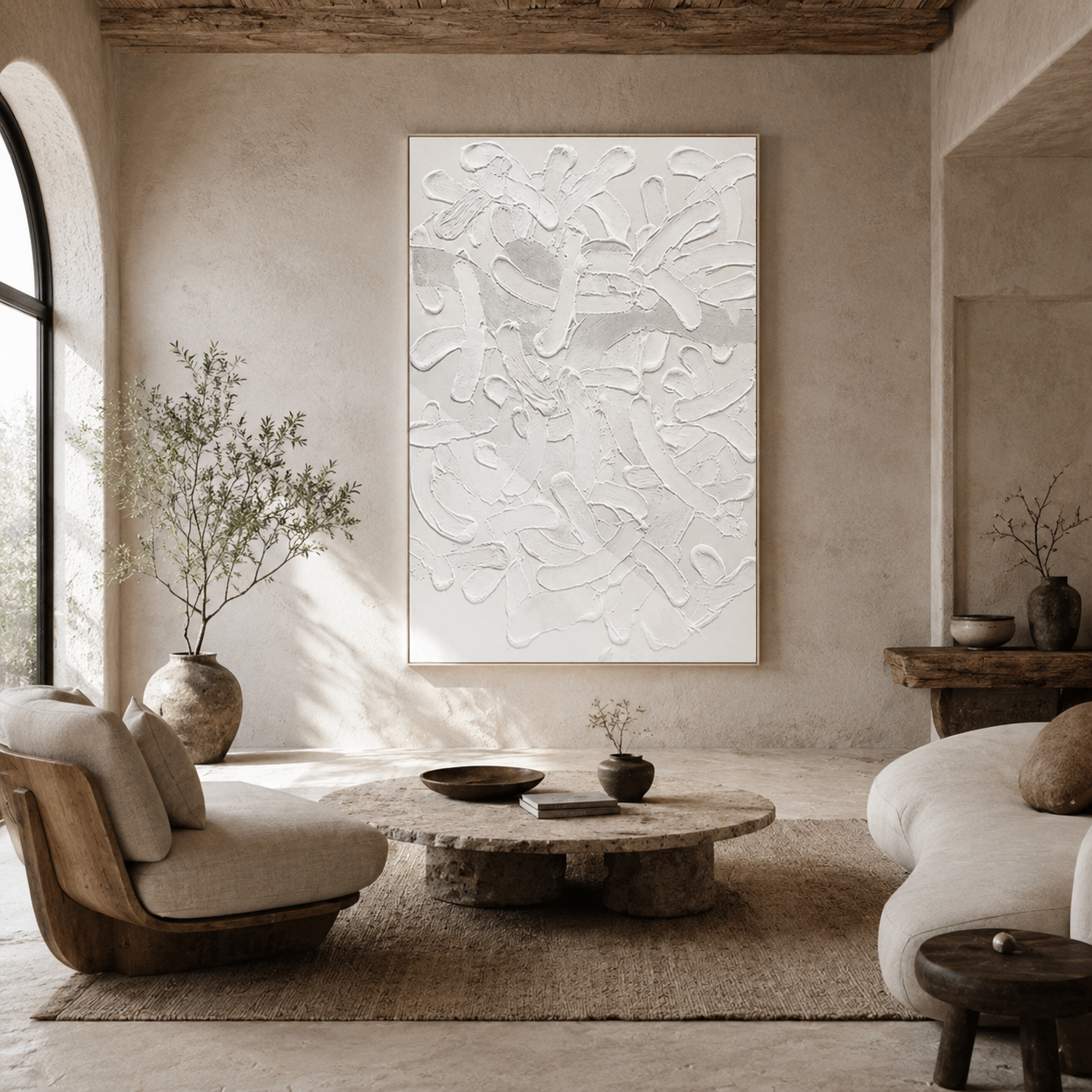 White Relief - hand-painted abstract oil painting on canvas detail 2 by Realoilart