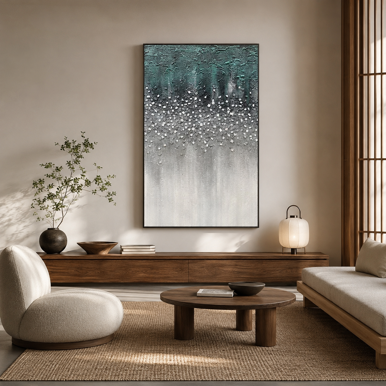 Emerald Cascade - hand-painted landscape oil painting on canvas detail 2 by Realoilart