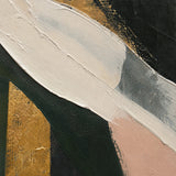 Verdant Interlace - hand-painted vertical oil painting in a styled interior