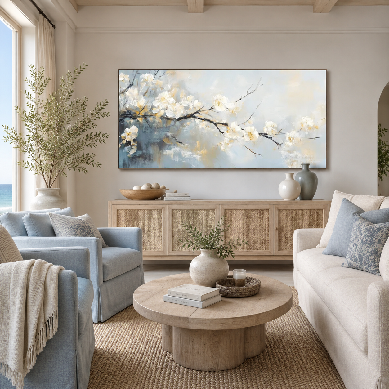 Blooming Tranquility - hand-painted floral oil painting on canvas by Realoilart