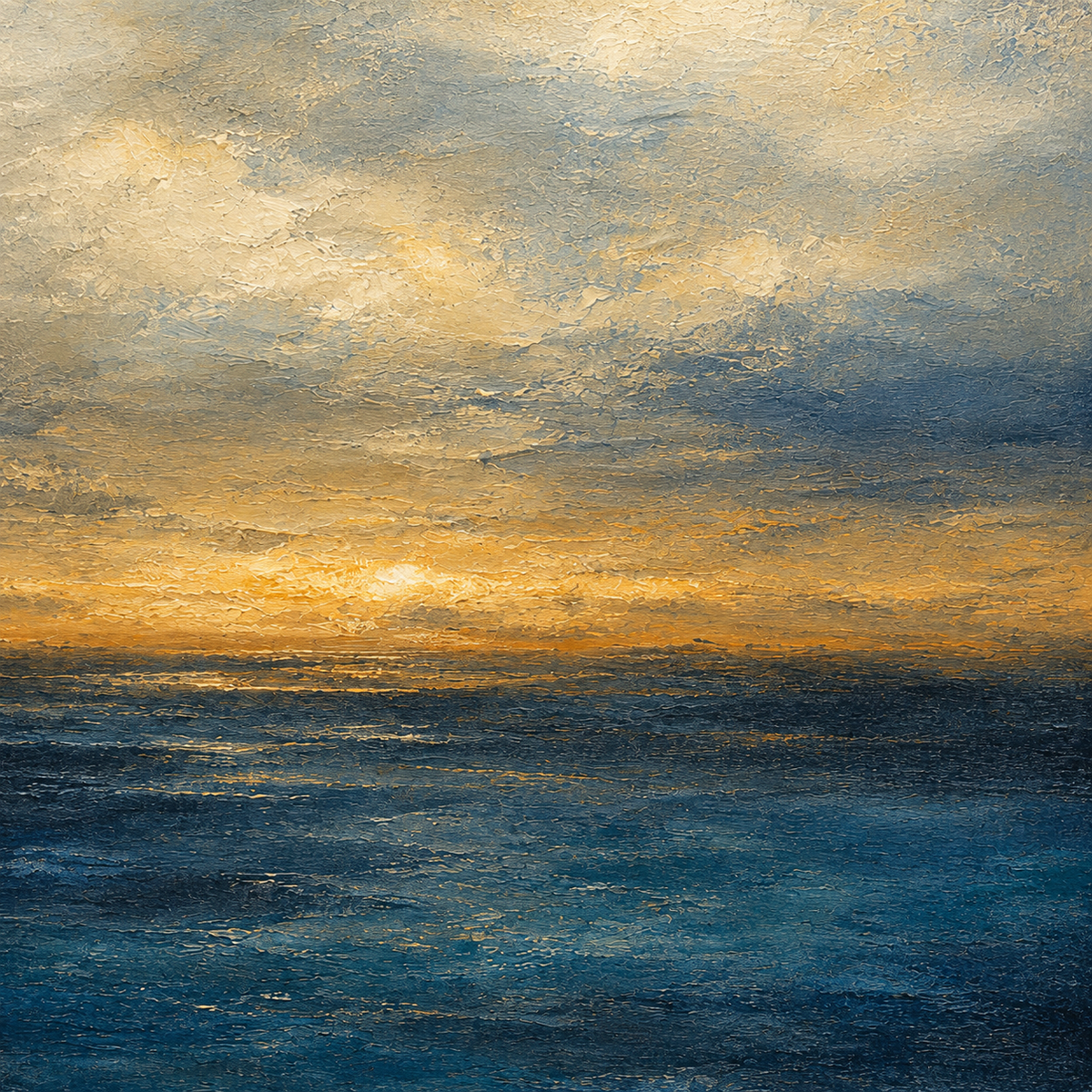 Golden Horizon - hand-painted coastal oil painting on canvas detail 6 by Realoilart