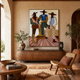 Patterned Companions - hand-painted portrait oil painting on canvas by Realoilart