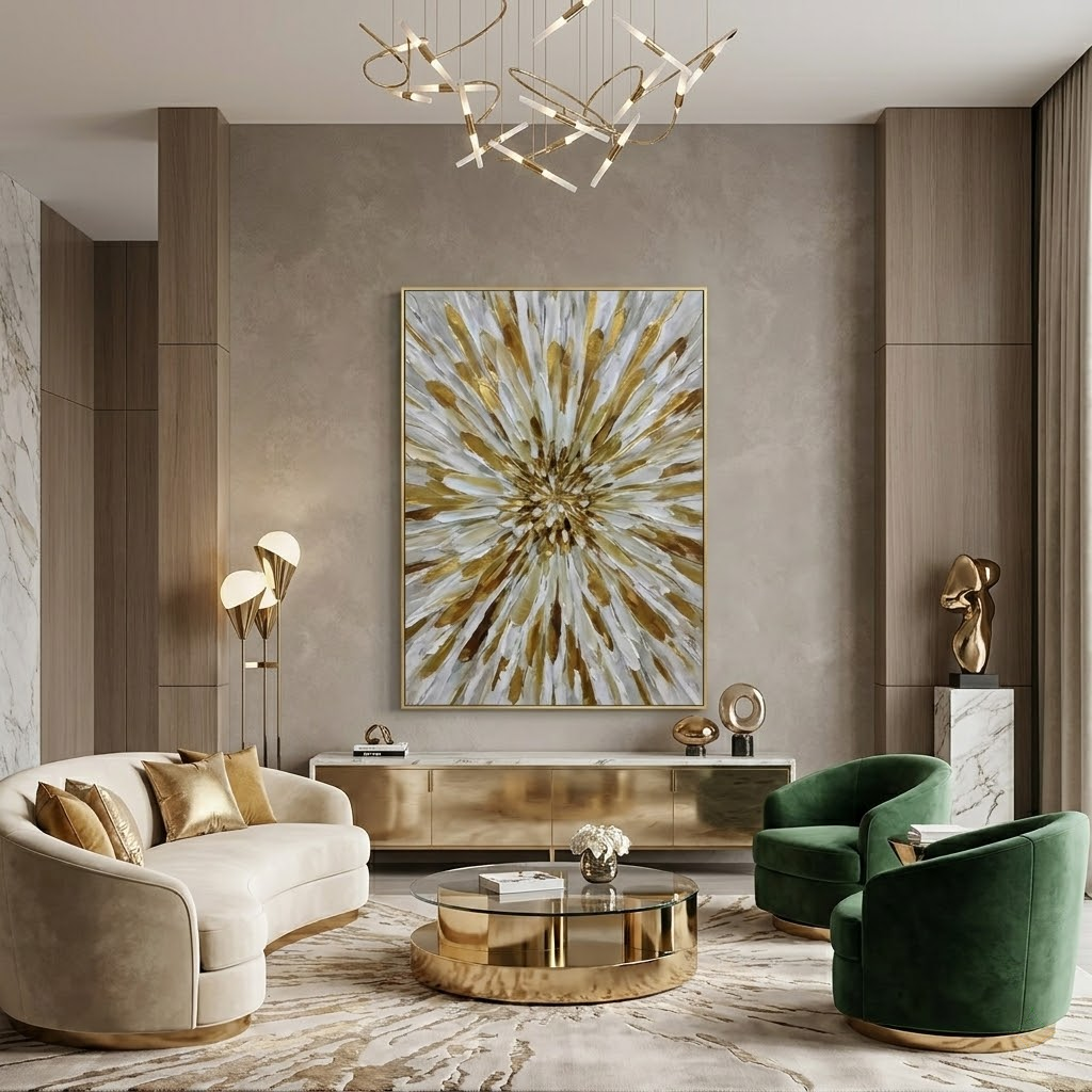 Gilded Radiance - hand-painted floral oil painting on canvas detail 2 by Realoilart
