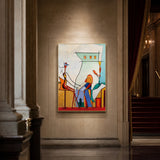 Salon displayed in an arched hallway