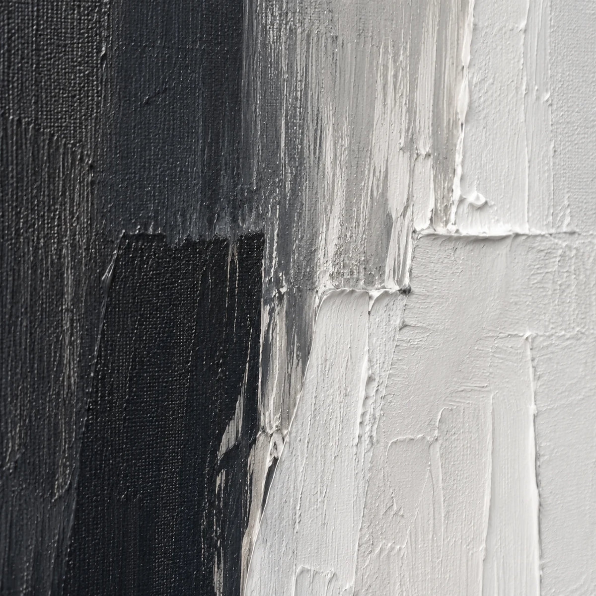 Monochrome Threshold - hand-painted abstract oil painting in a styled interior