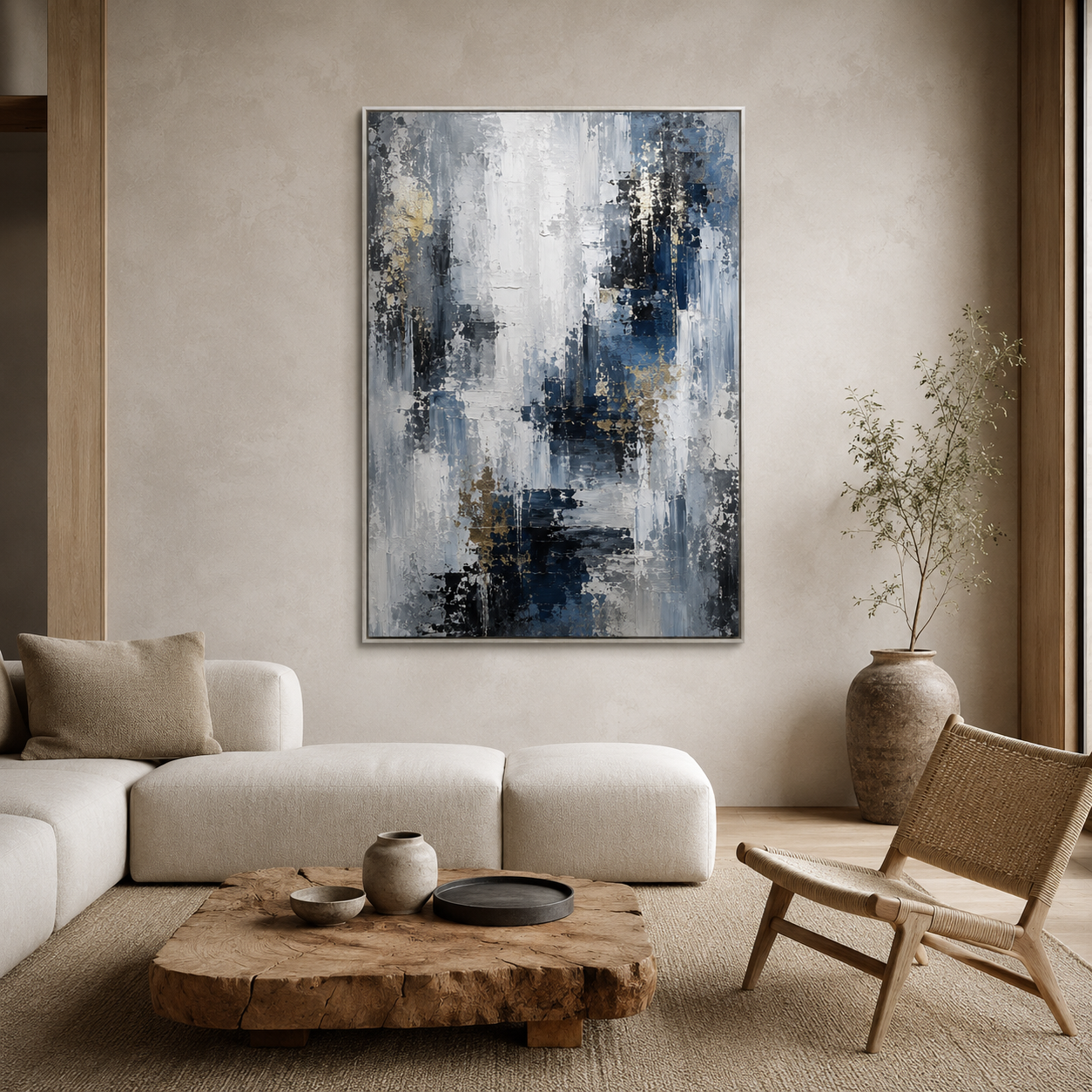 Midnight Cascade - hand-painted abstract oil painting on canvas by Realoilart